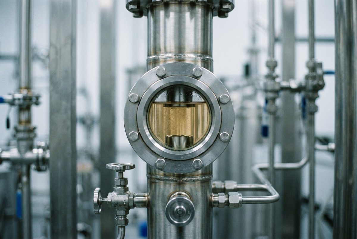 Extraction column detail, stainless, clean.